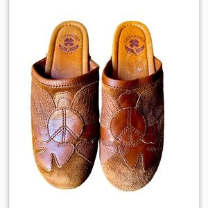 Lucky Brand suede/wood clog shoes